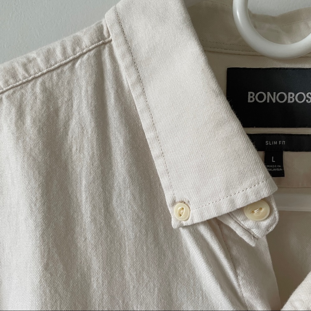 Bonobos - Brushed Button-Down - L - Slim - Cream